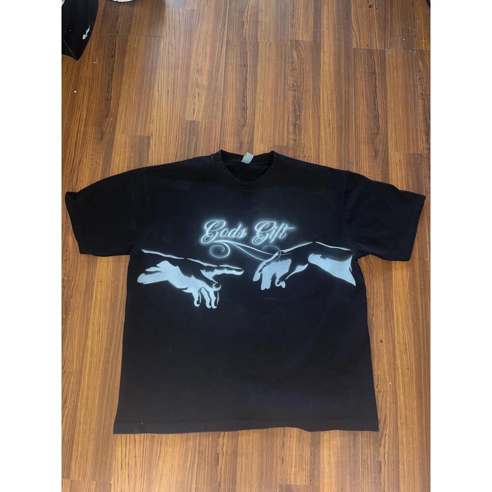 Heavy cotton All black  Hands of God T shirt.  Airbrushed Safe to wash